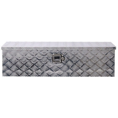 Shopi Vella 39 inch aluminum truck tool box with diamond plate pattern and secure latch