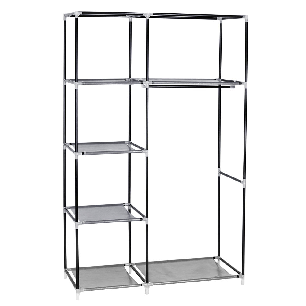 Shopi Vella multi shelf closet storage solution with metal frame and fabric shelves for clothing organization
