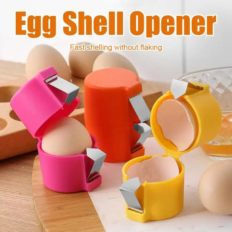 Colorful egg shell opener tool set for fast shelling without flaking kitchen storage by Shopi Vella