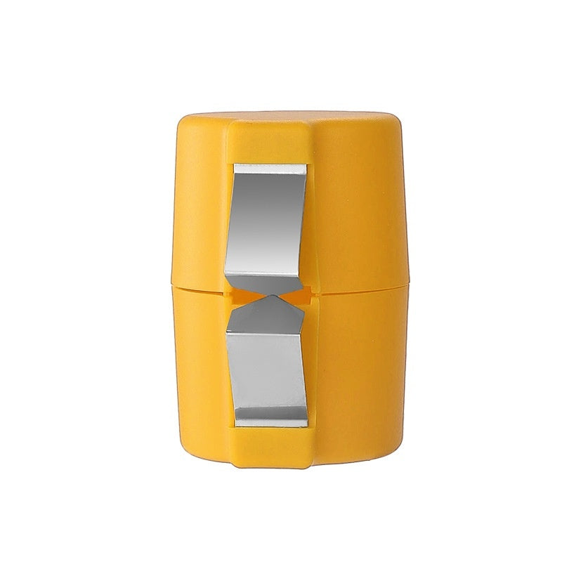 Shopi Vella yellow egg shell opener tool with stainless steel blades for kitchen storage