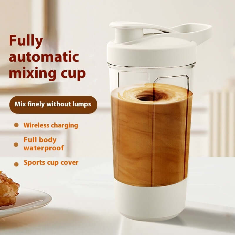 Shopi Vella electric protein shaker bottle with fully automatic mixing and wireless charging feature