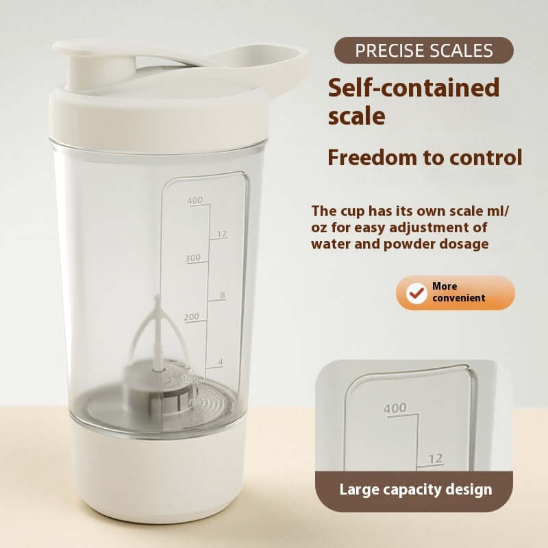 Shopi Vella electric protein shaker bottle with self-contained scale and large capacity design