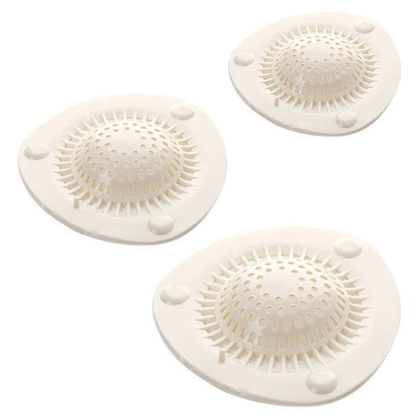 Shopi Vella kitchen sink hair filter set of three white plastic hair catchers for home storage