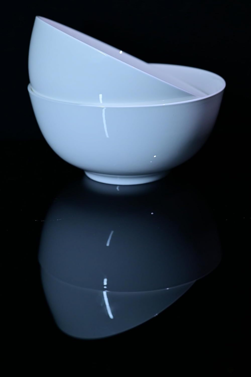 Shopi Vella large deep cereal bowl set with two white glossy ceramic bowls stacked