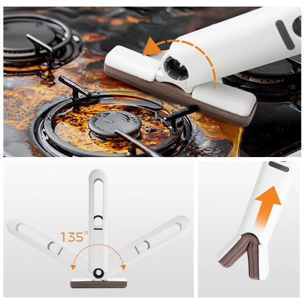 Shopi Vella lazy hand wash-free mop cleaning a greasy stove with 135 degree flexible head
