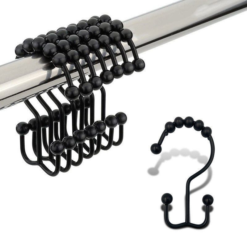 Shopi Vella black mountain shaped ball curtain hook set for bathroom storage on rod