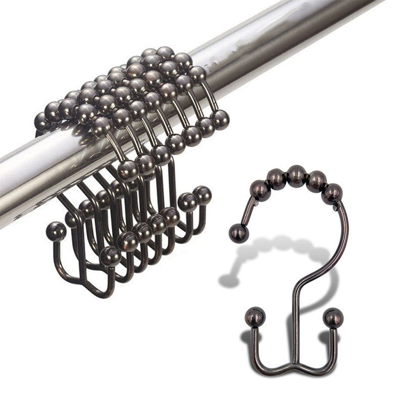 Shopi Vella mountain shaped ball curtain hook set in metallic finish for bathroom storage