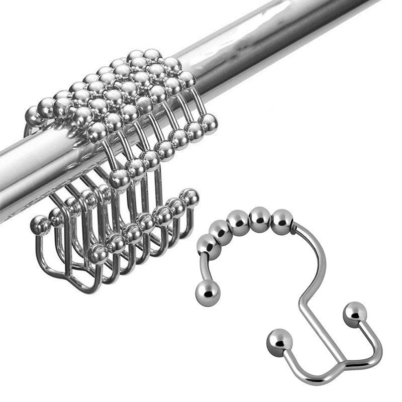 Mountain shaped ball curtain hook set in shiny silver metal for bathroom storage by Shopi Vella