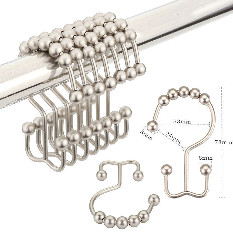 Shopi Vella mountain shaped ball curtain hook for bathroom storage in silver finish, metal hooks for shower curtains
