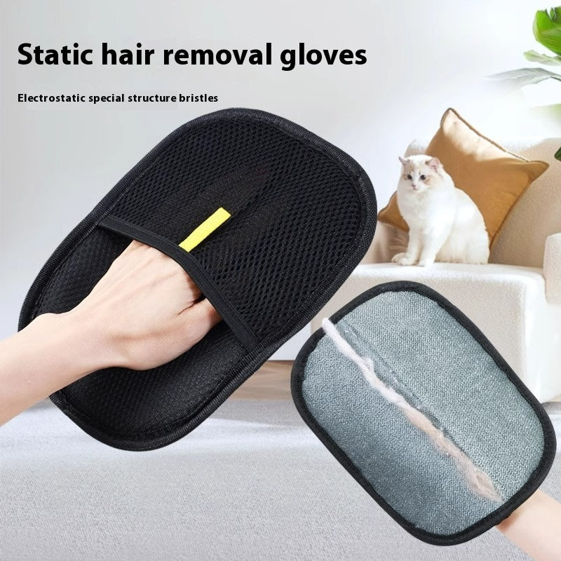 Shopi Vella pet hair remover glove in black with static bristles for easy pet hair removal