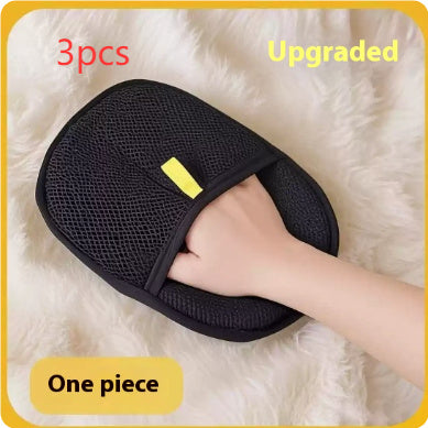 Shopi Vella black upgraded pet hair remover glove with mesh design for easy pet hair removal