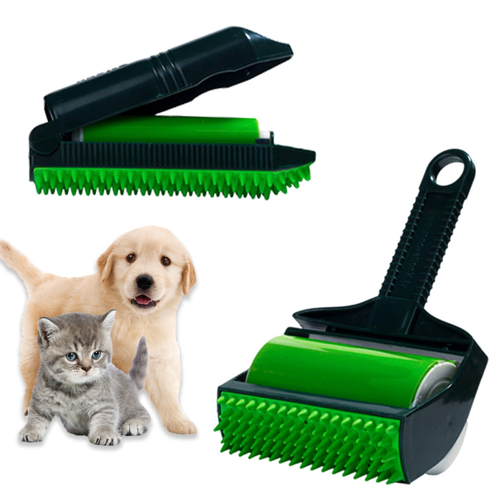 Shopi Vella portable washable hair remover brush with green silicone bristles for pet hair removal