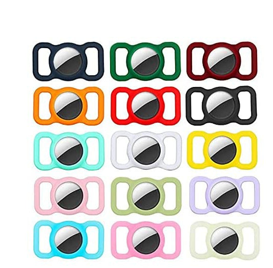Colorful silicone dog tracker holder set in multiple colors for pet tracking and storage