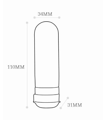 Diagram of Shopi Vella silicone travel bottles with dimensions 110mm height and 34mm width