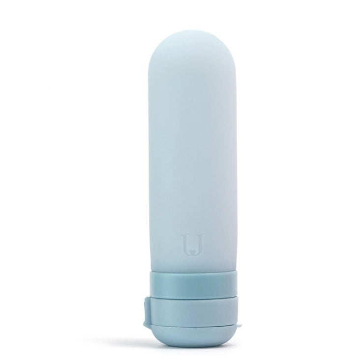 Shopi Vella light blue silicone travel bottles with leak-proof caps for convenient storage