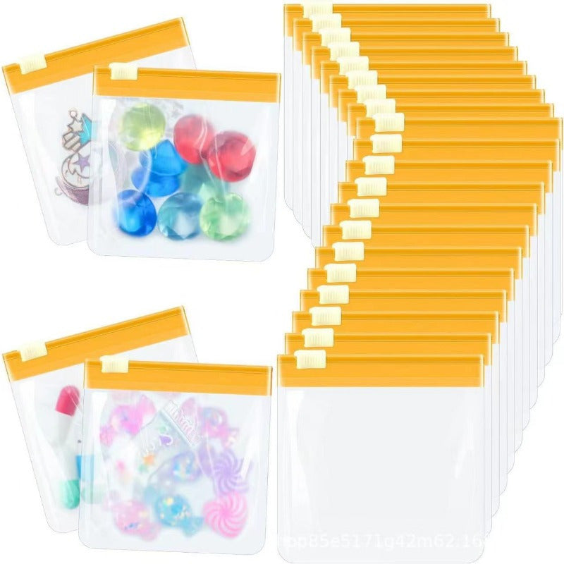 Shopi Vella split bag drug organizer for travel with orange seal and clear storage compartments