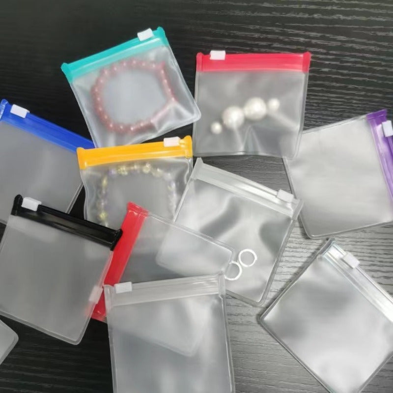 Shopi Vella split bag drug organizer for travel with colorful zippered clear storage bags for small items