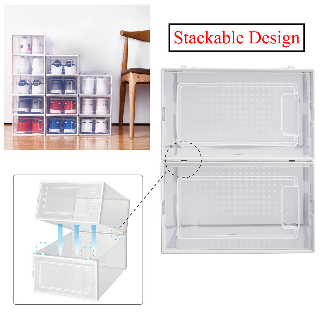 Shopi Vella stackable shoe storage boxes in clear plastic design for organized home storage