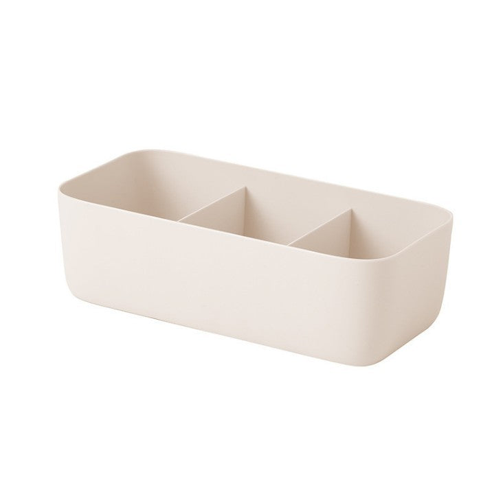 Shopi Vella beige plastic underwear drawer organizer with three compartments for tidy storage