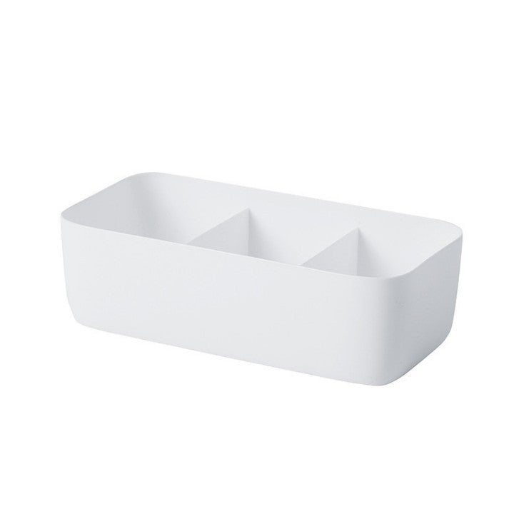 Shopi Vella white plastic underwear drawer organizer with three compartments for storage