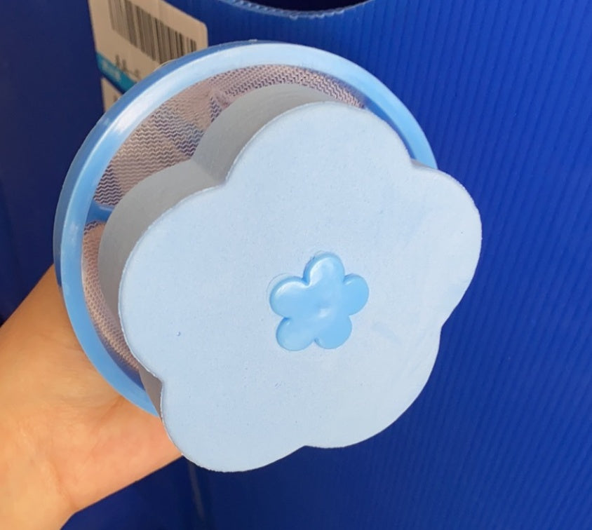 Shopi Vella blue flower-shaped washing machine hair catcher for bathroom storage