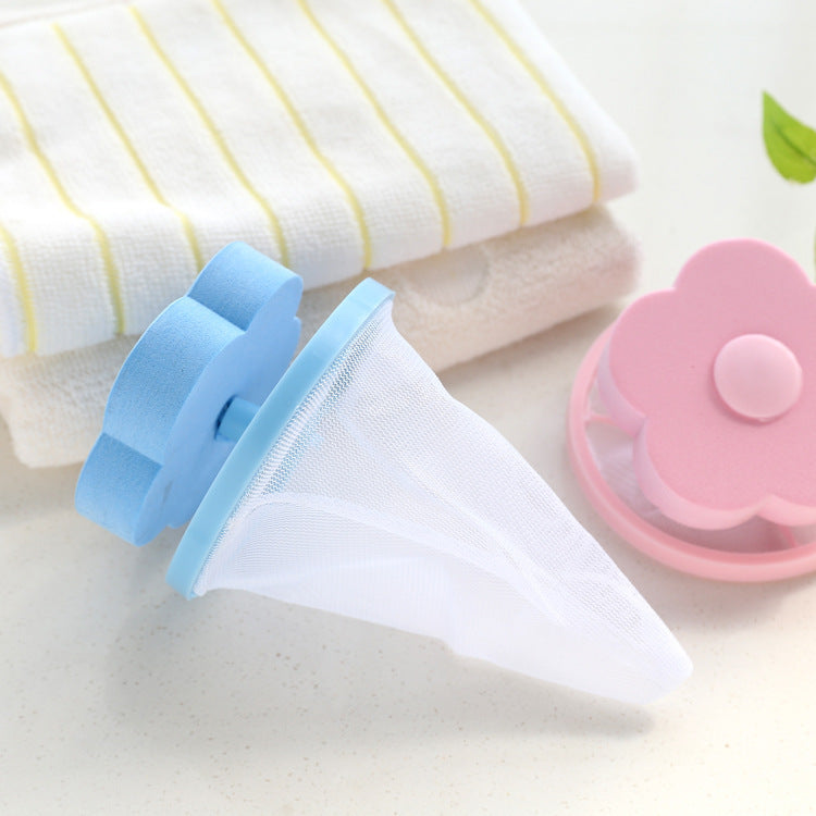 Shopi Vella washing machine hair catcher blue and pink flower shaped filters for bathroom storage