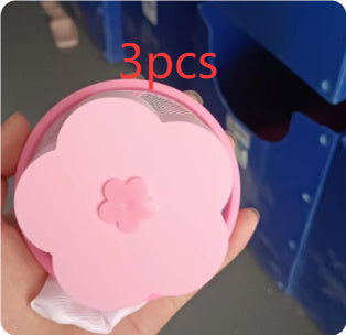 Shopi Vella pink flower-shaped washing machine hair catcher for bathroom storage pack of 3