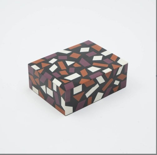 Shopi Vella geometric resin storage box with colorful abstract pattern for organizing small items