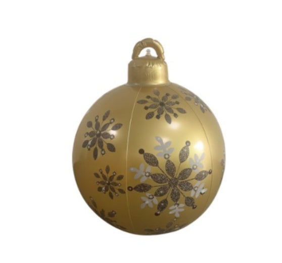 Shopi Vella giant outdoor Christmas ornament ball in gold with decorative snowflake patterns