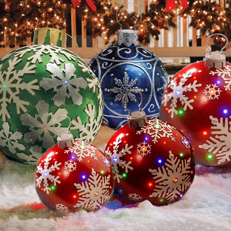 Shopi Vella giant outdoor Christmas ornament ball set with colorful snowflake designs for festive home storage decoration