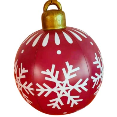 Shopi Vella giant outdoor Christmas ornament ball in red with white snowflake design for festive home storage decoration
