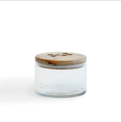 Shopi Vella clear glass jar with wooden lid for kitchen storage and organization