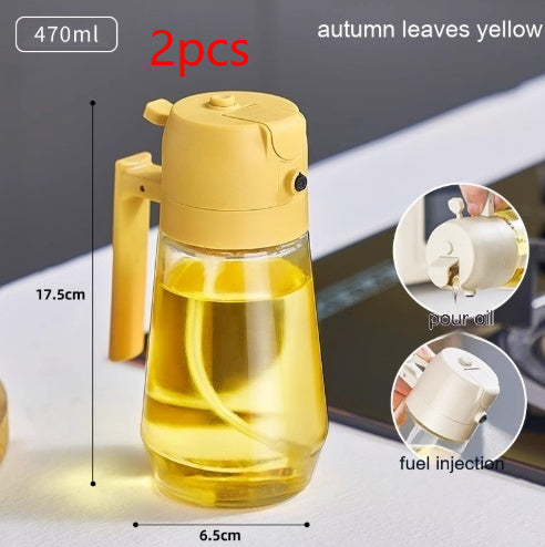 Shopi Vella glass oil spray bottle for air fryer with 470ml capacity in autumn leaves yellow