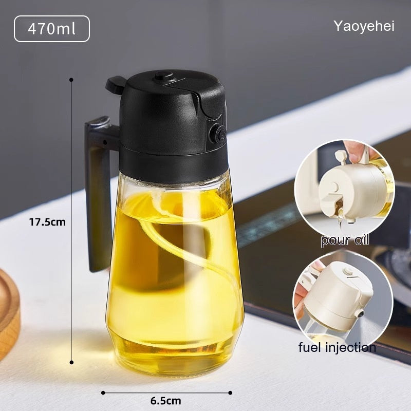 Shopi Vella glass oil spray bottle for air fryer with 470ml capacity and black handle