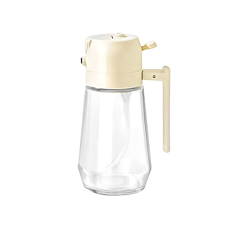 Shopi Vella glass oil spray bottle for air fryer with clear glass body and beige handle