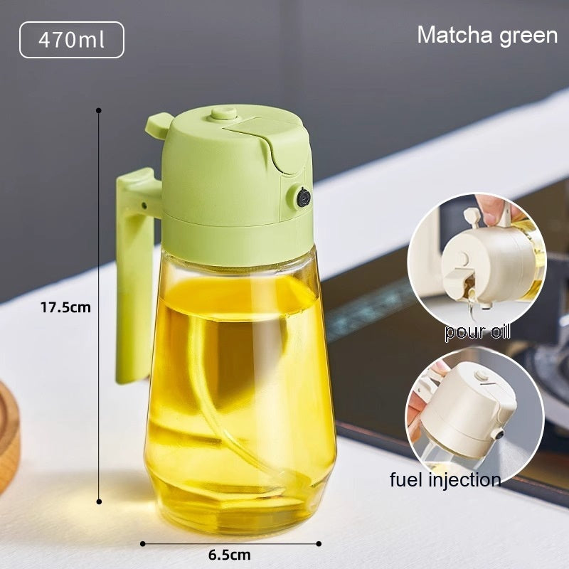 Shopi Vella glass oil spray bottle for air fryer in matcha green with 470ml capacity and easy pour design