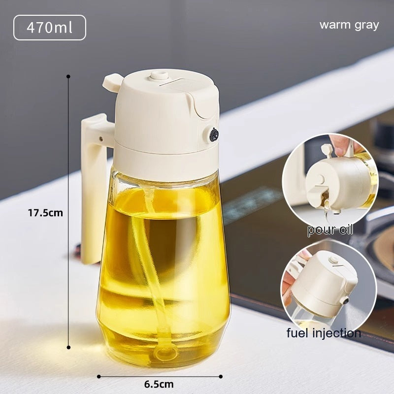 Shopi Vella glass oil spray bottle for air fryer in warm gray with 470ml capacity for easy oil pouring