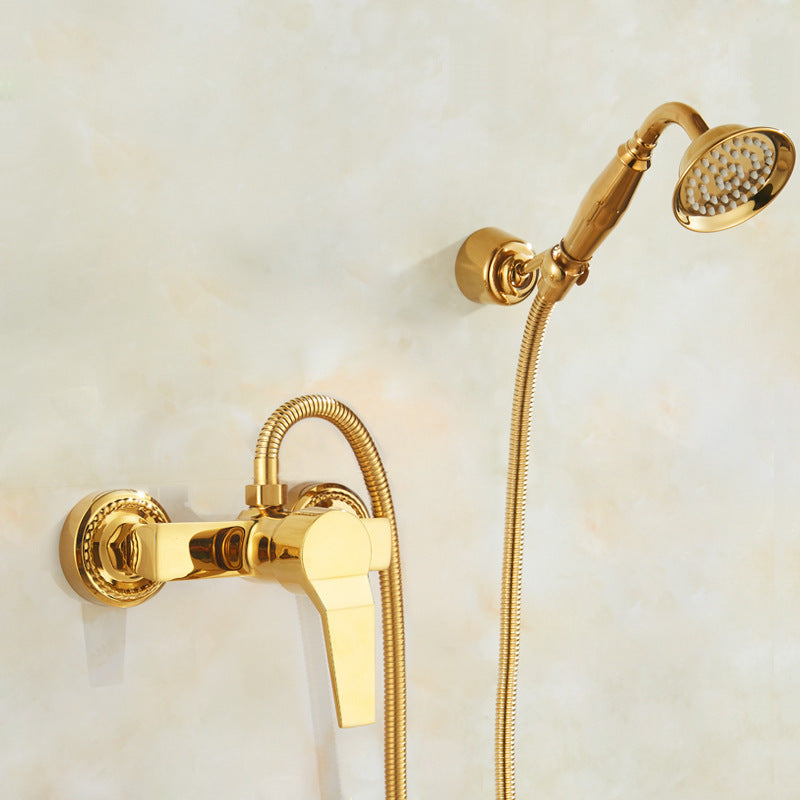 Shopi Vella gold copper bathtub faucet shower set with handheld showerhead and wall mount