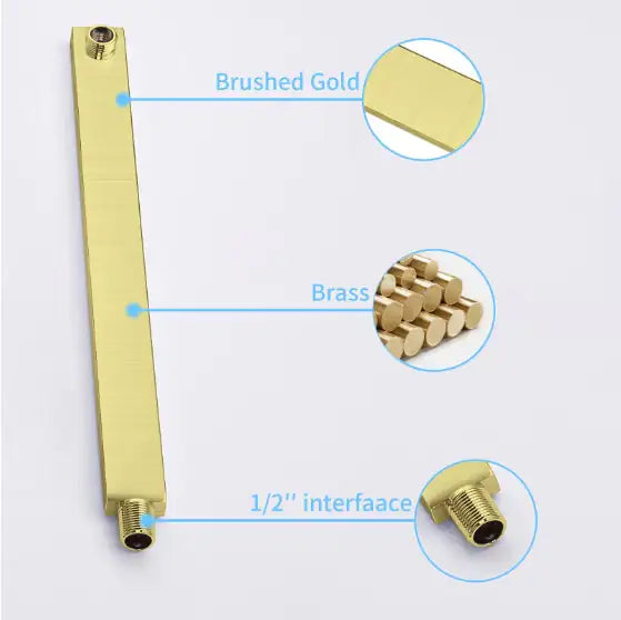 Brushed gold brass wall-mounted shower mixer combo component with 1/2 inch interface for My Store