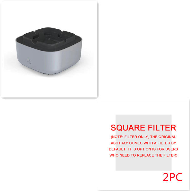 Shopi Vella smoke removal air purifier ashtray with replaceable square filter in gray and black