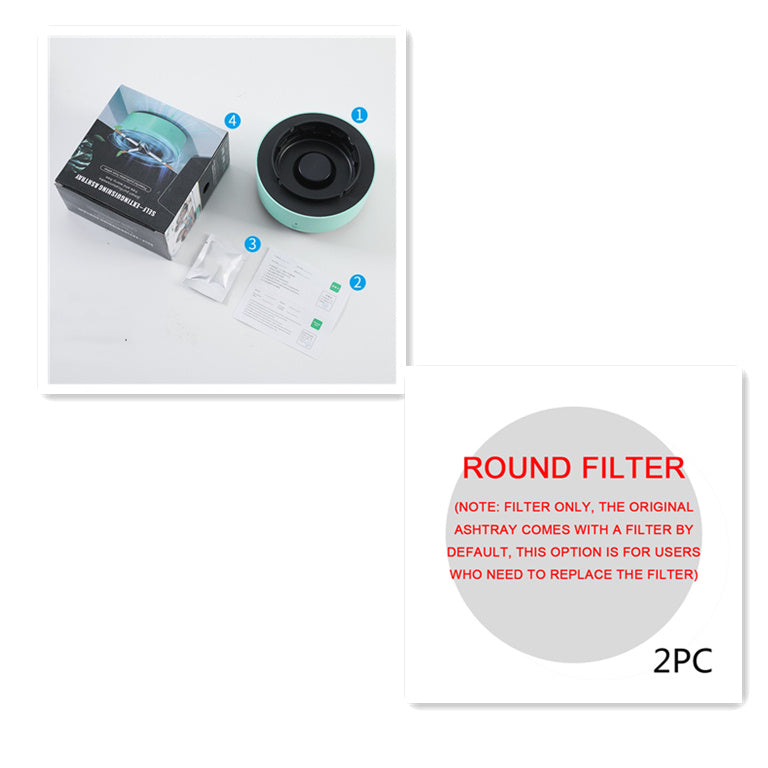 Shopi Vella smoke removal air purifier ashtray with round filter replacement kit and packaging