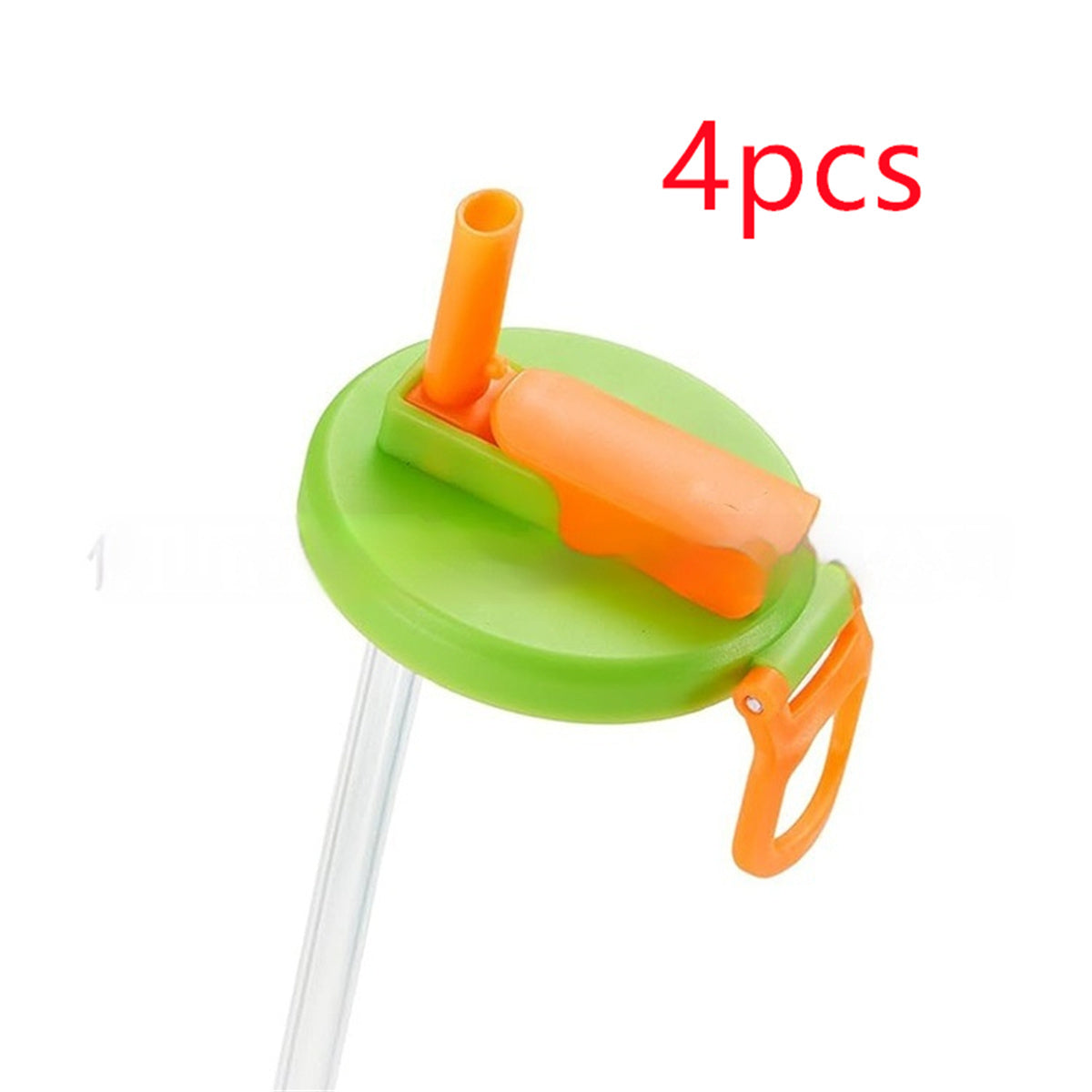 Reusable soda can lid with straw in green and orange for kitchen storage by Shopi Vella