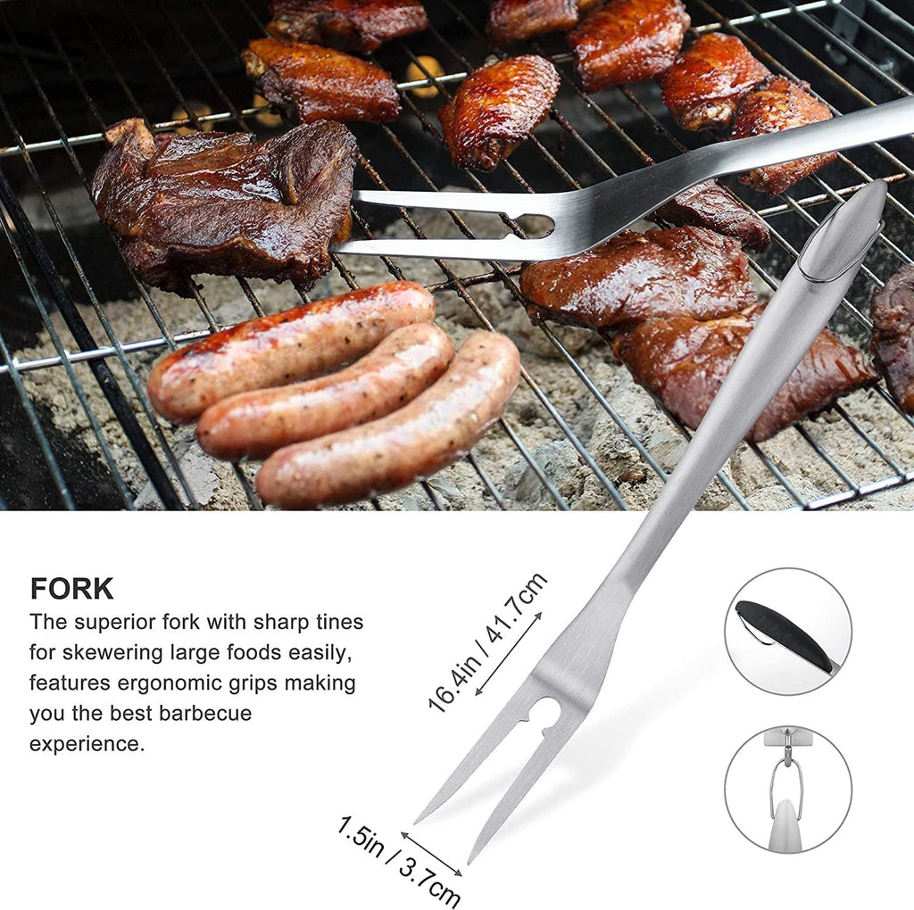 Shopi Vella stainless steel barbecue accessories kit fork with sharp tines for grilling meat and sausages