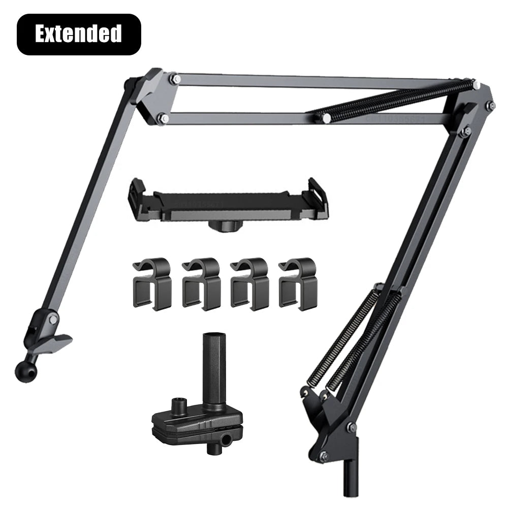 Extended adjustable hands free phone mount for bed with clamps and flexible arm by Hacrin 3C Store