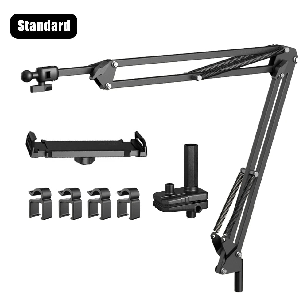 Hacrin 3C Store hands free phone mount for bed with adjustable arm and multiple clamps in black