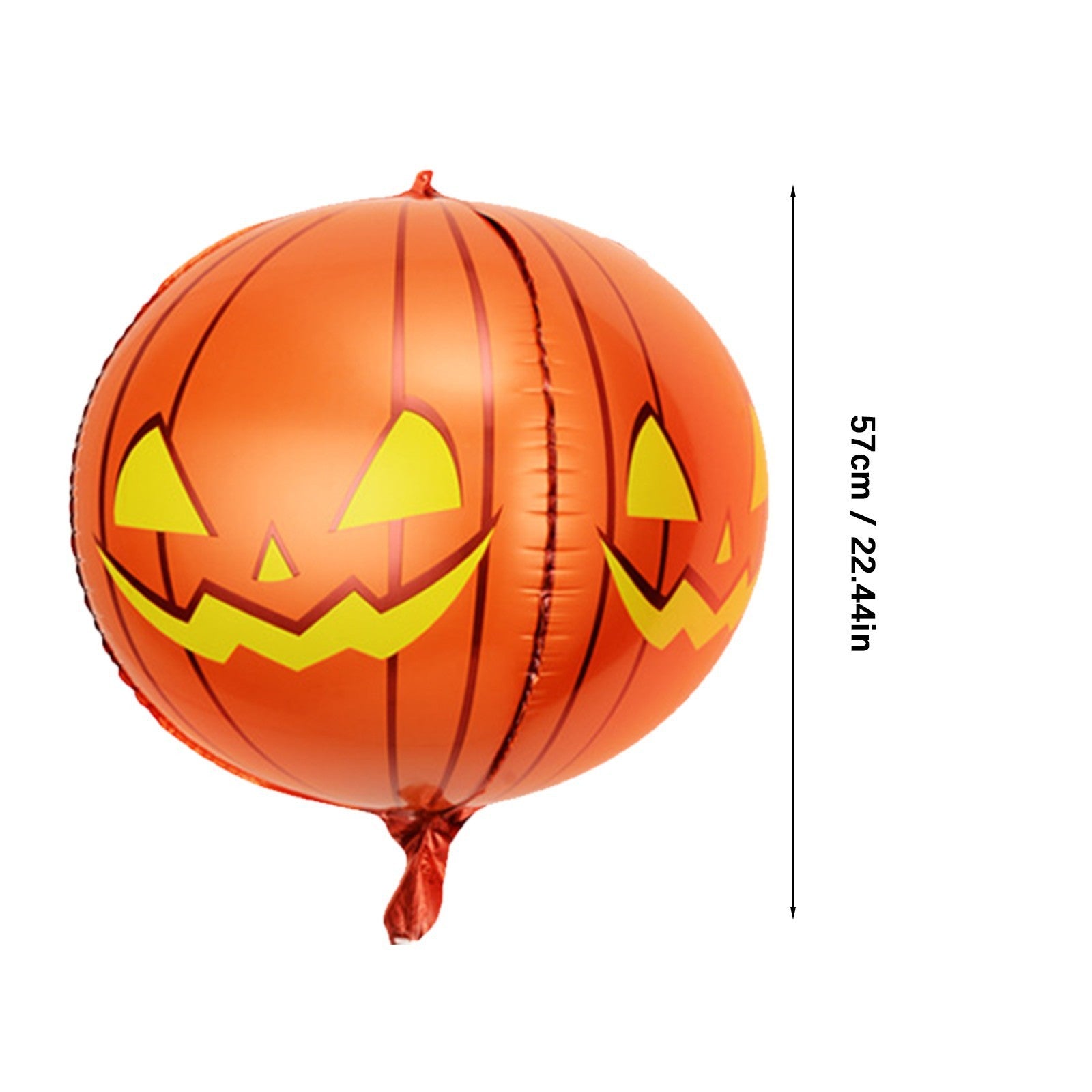 Orange Halloween eyeball balloon with jack-o-lantern face and 22.44 inch diameter