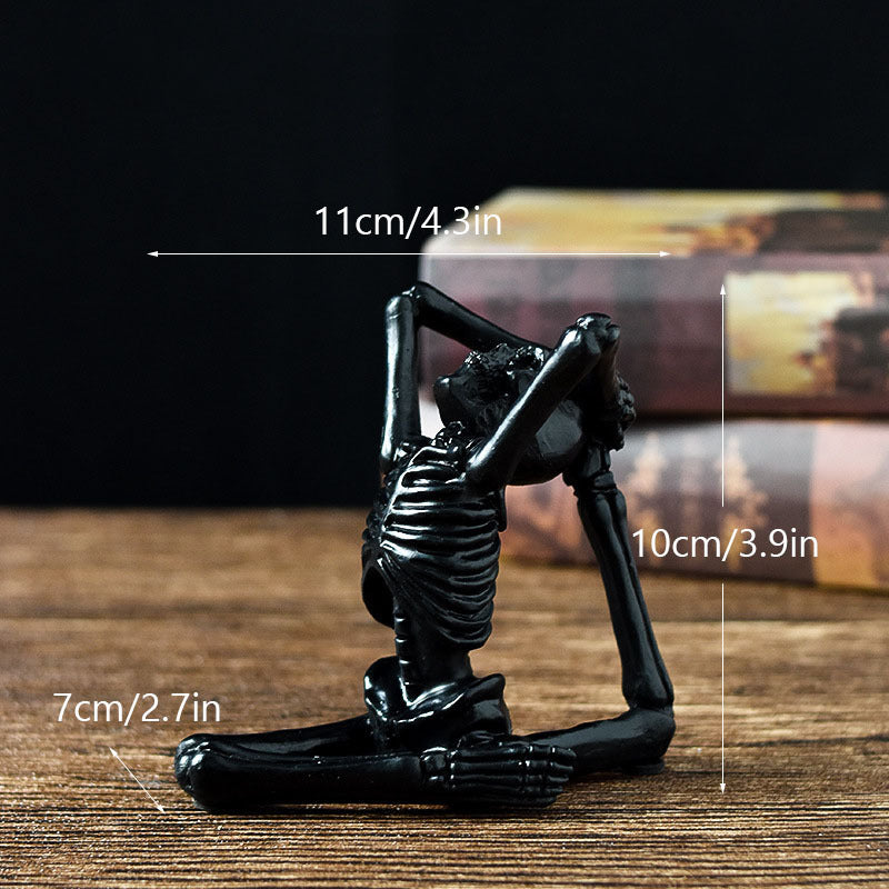 Shopi Vella halloween yoga skeleton decor in black resin for home storage and Halloween decoration