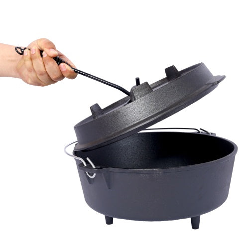 Shopi Vella outdoor camping deep pot cast iron pot with lid and handle for cooking