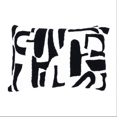 Shopi Vella handcrafted cotton tufted pillow case with modern black and white abstract design