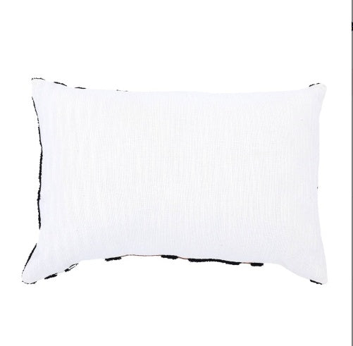Shopi Vella white pillow case for handcrafted tufted lumbar pillow with textured fabric design